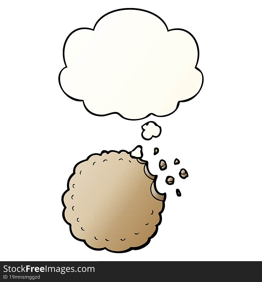 Cartoon Cookie And Thought Bubble In Smooth Gradient Style