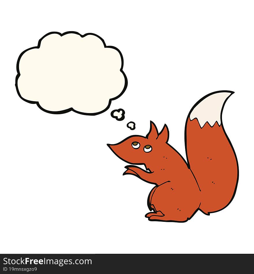 Cartoon Red Squirrel With Thought Bubble