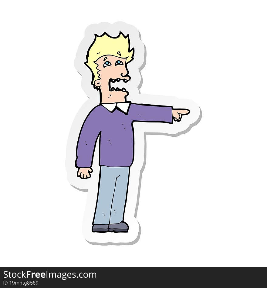 Sticker Of A Cartoon Man Accusing