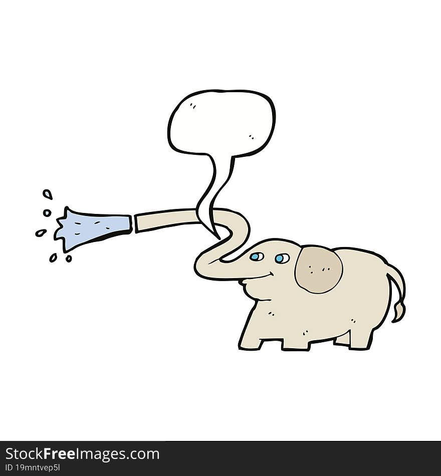 cartoon elephant squirting water with speech bubble