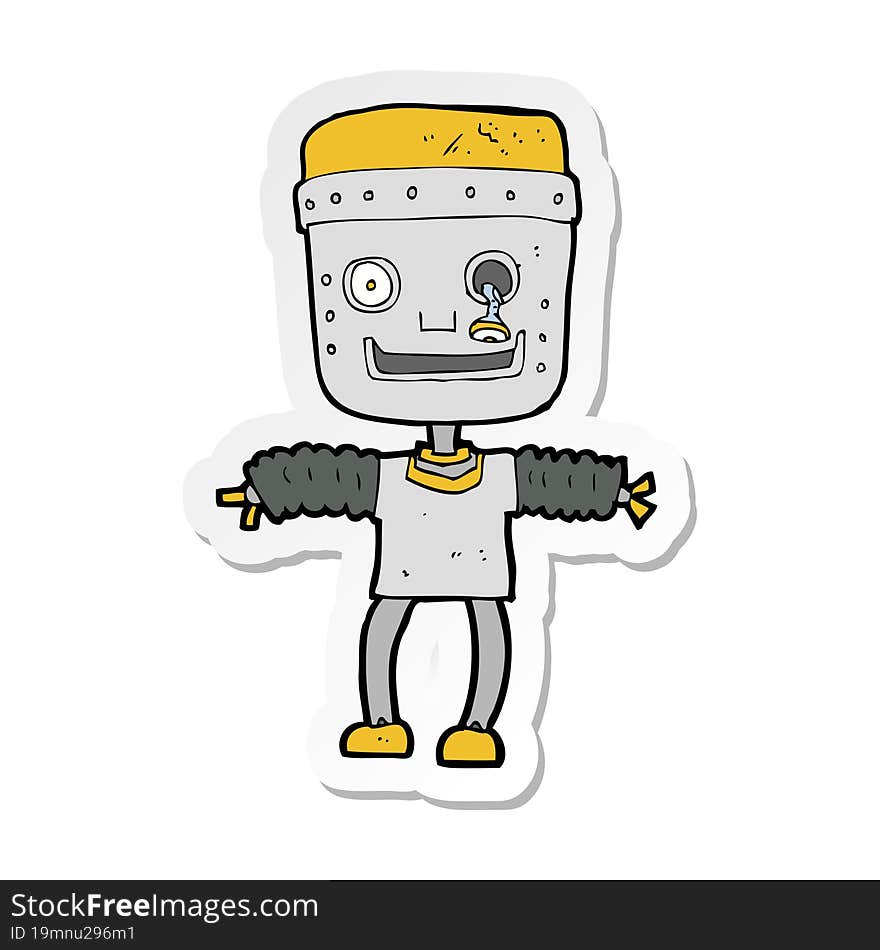 sticker of a cartoon robot