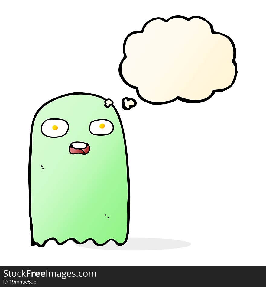 funny cartoon ghost with thought bubble