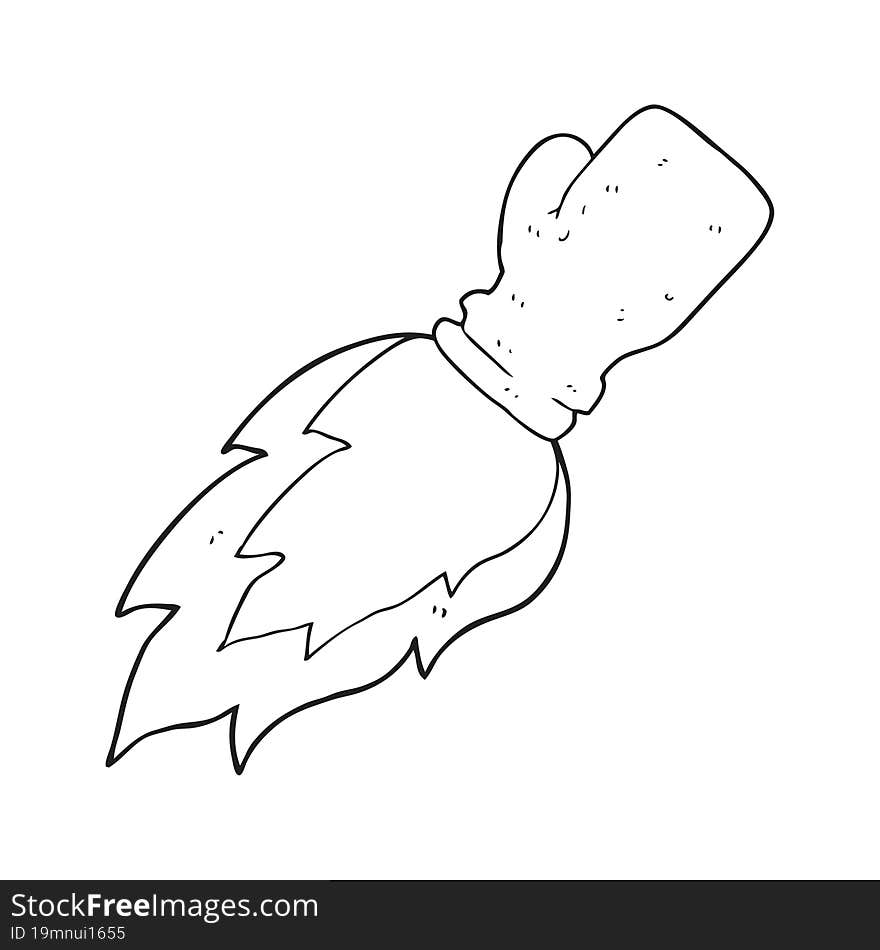 black and white cartoon boxing glove flaming punch