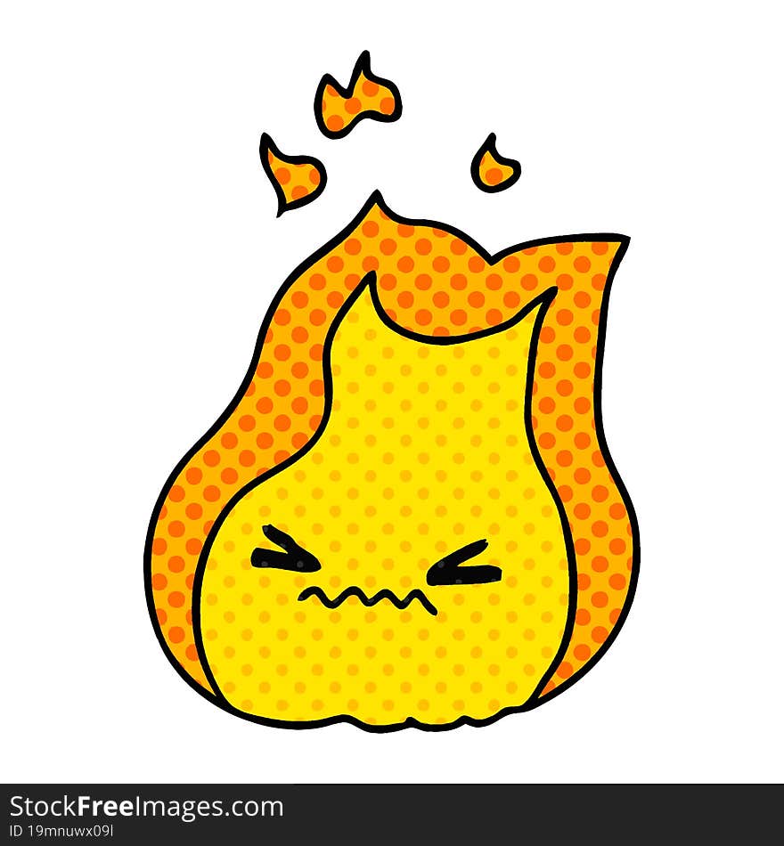 cartoon of cute kawaii fire flame