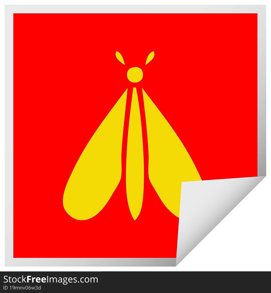 Square Peeling Sticker Cartoon Moth Bug