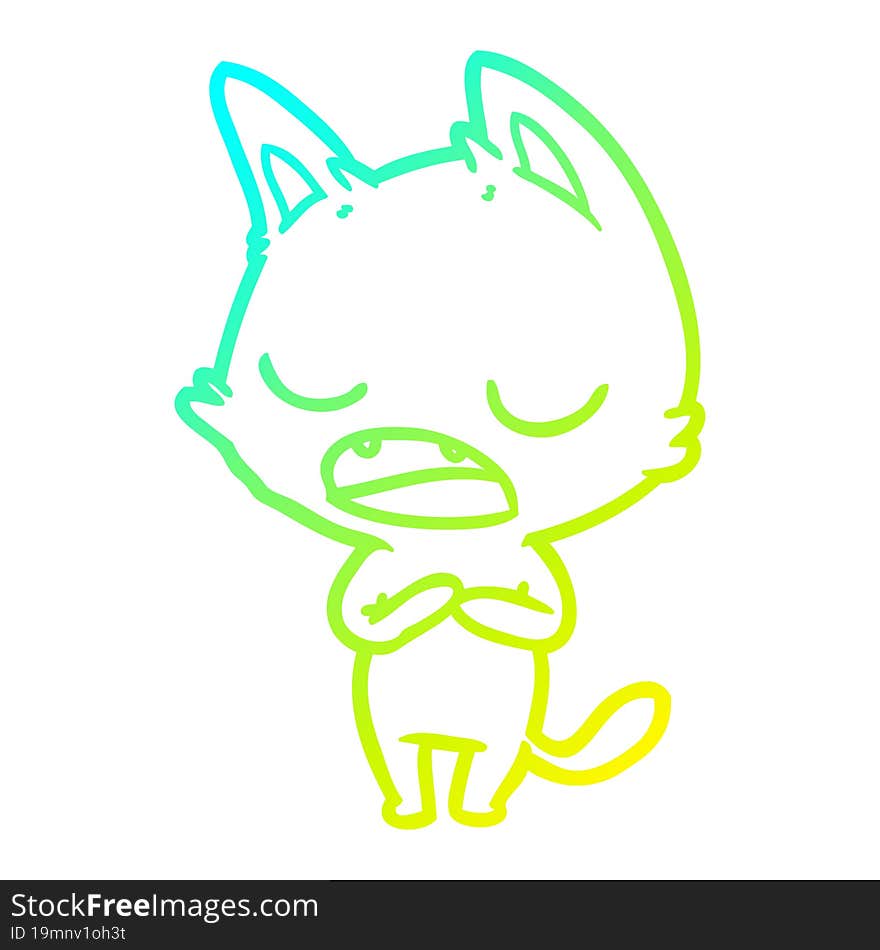 cold gradient line drawing talking cat cartoon