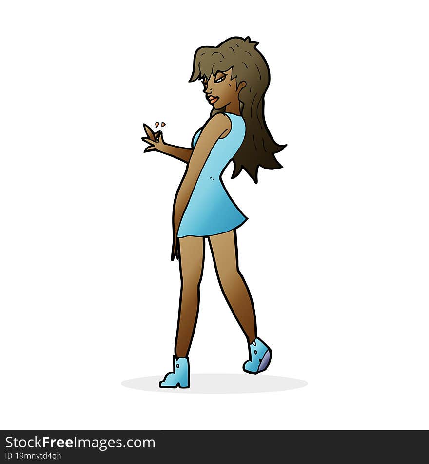 cartoon woman posing in dress