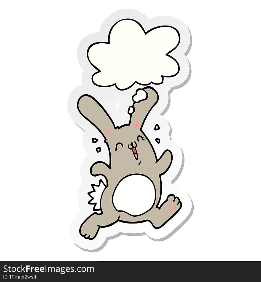 cartoon rabbit with thought bubble as a printed sticker