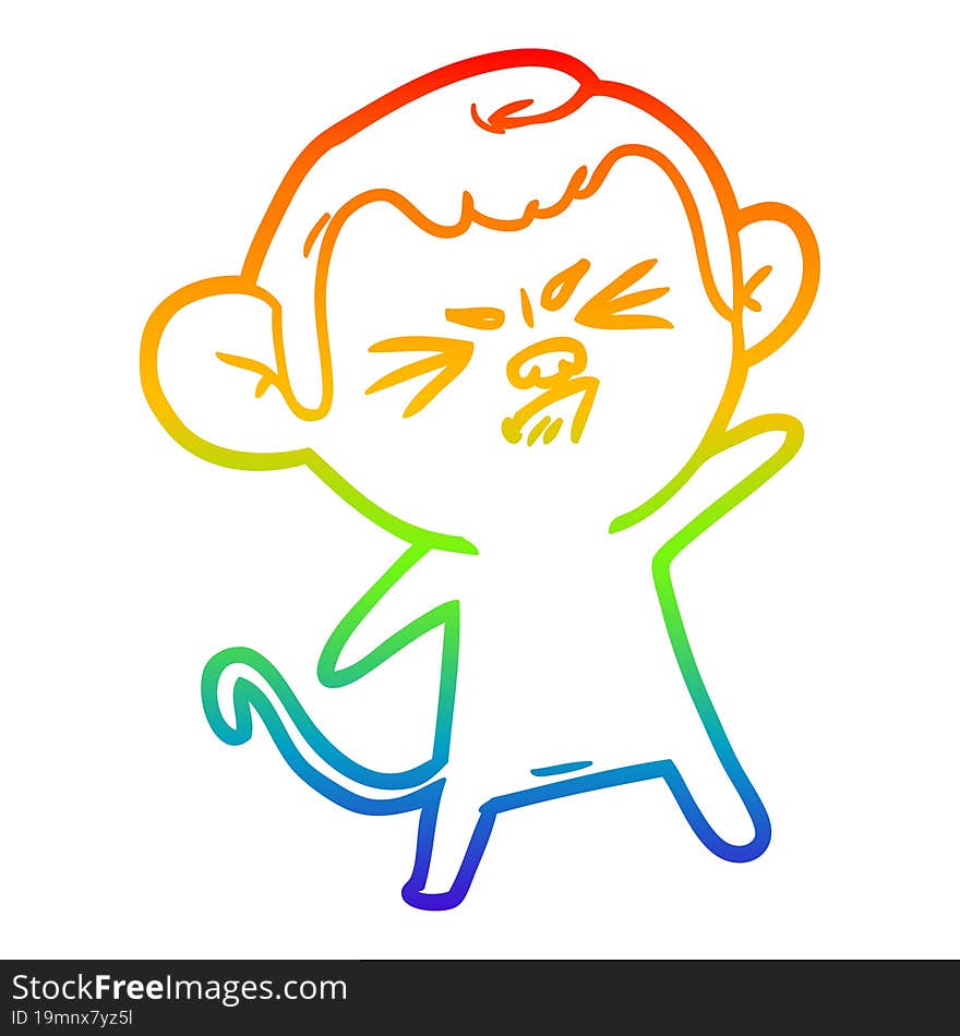 rainbow gradient line drawing cartoon annoyed monkey