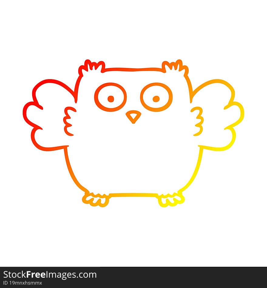 warm gradient line drawing cute cartoon owl