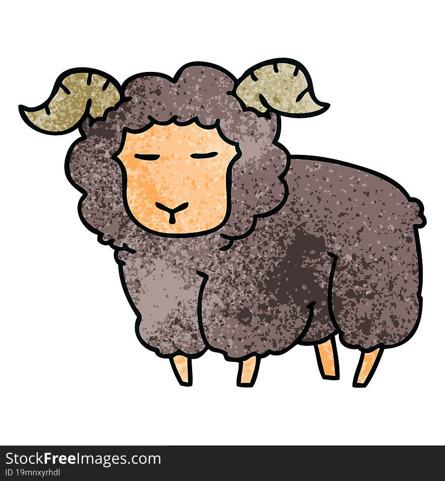 quirky hand drawn cartoon ram