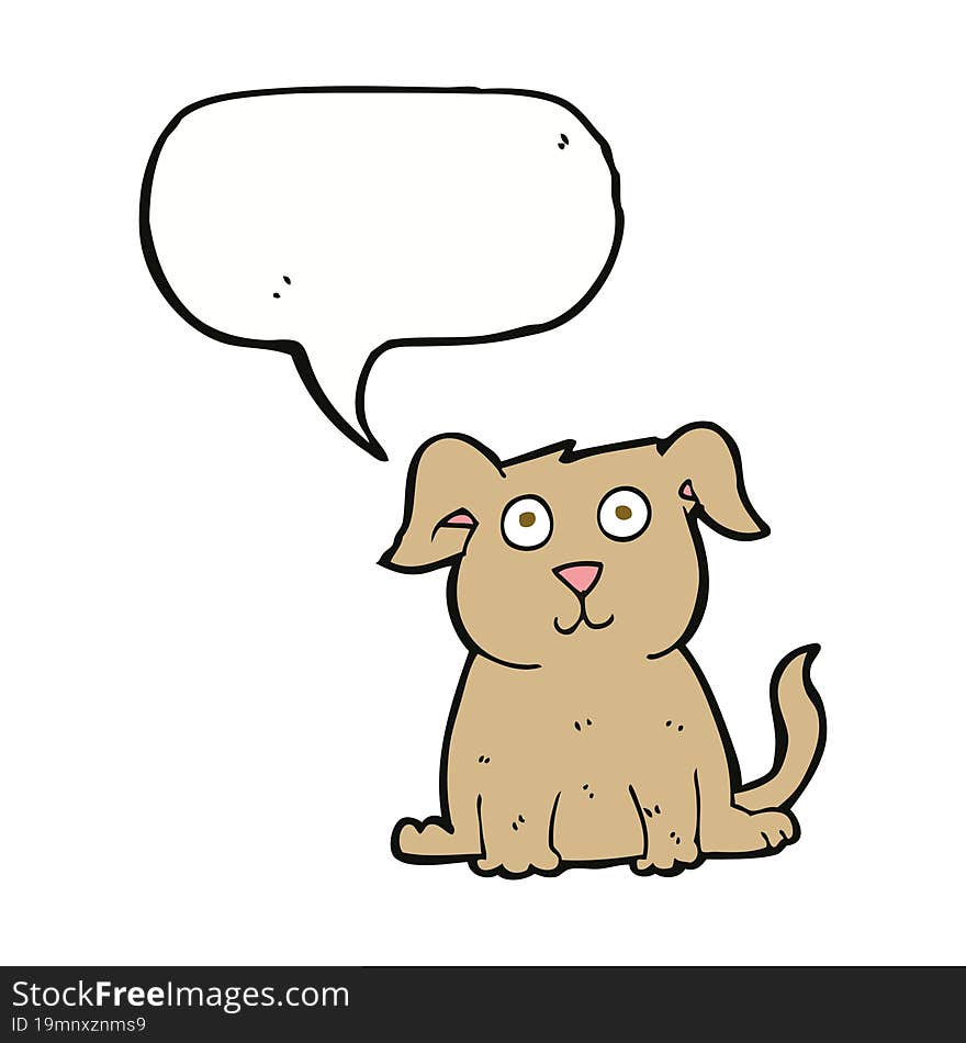 cartoon happy dog with speech bubble