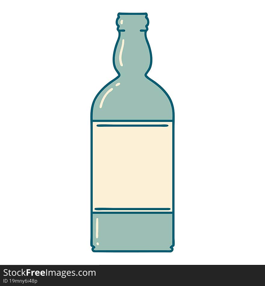 iconic tattoo style image of a bottle. iconic tattoo style image of a bottle