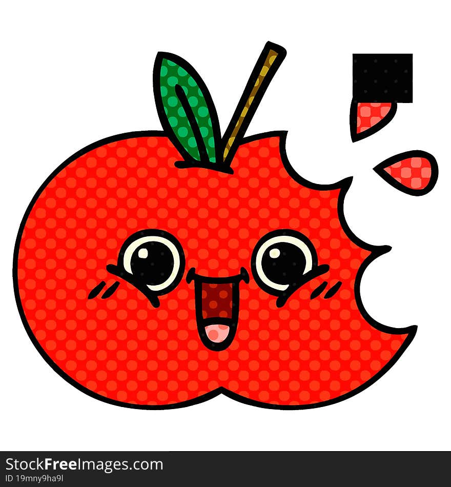 comic book style cartoon red apple