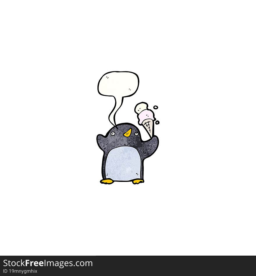 cartoon penguin with speech bubble