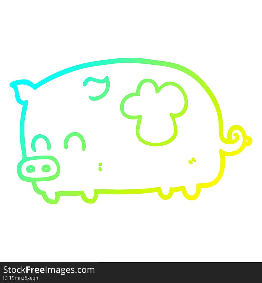 cold gradient line drawing cute cartoon pig