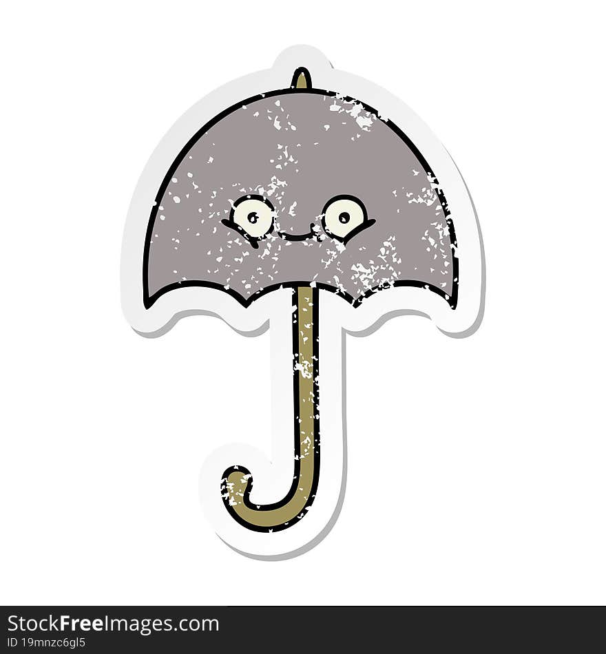 Distressed Sticker Of A Cute Cartoon Umbrella