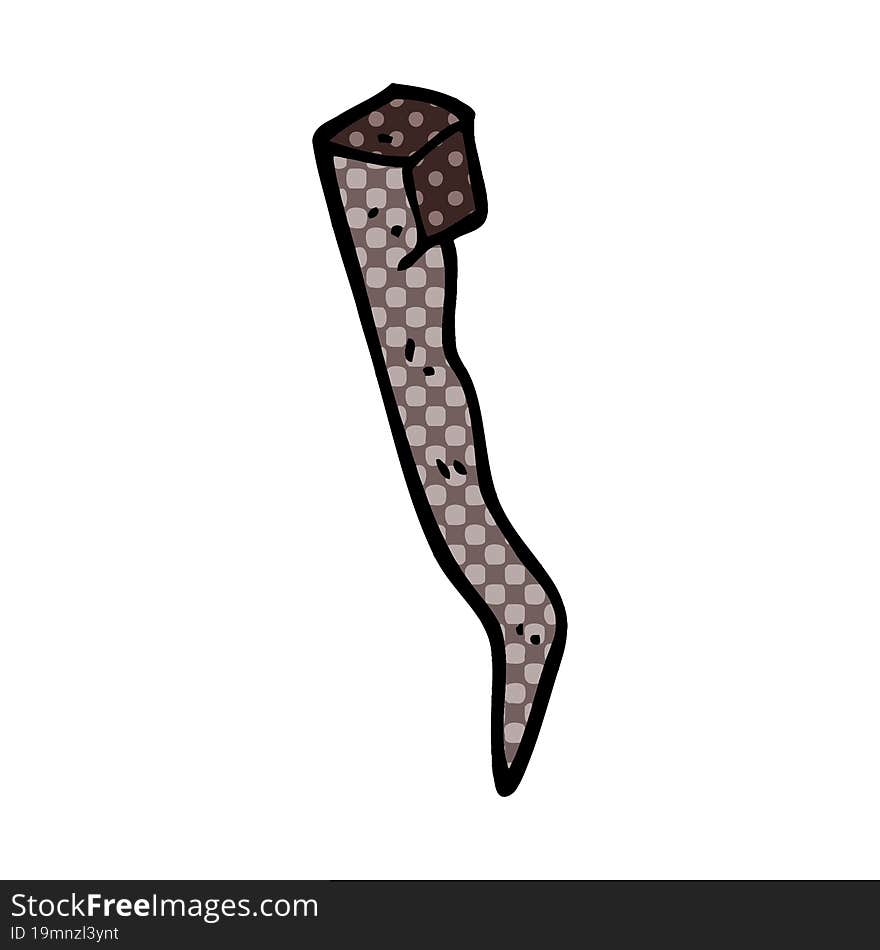 Cartoon Doodle Old Bent Iron Nail