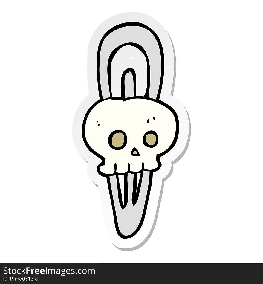 Sticker Of A Cartoon Skull Hairclip