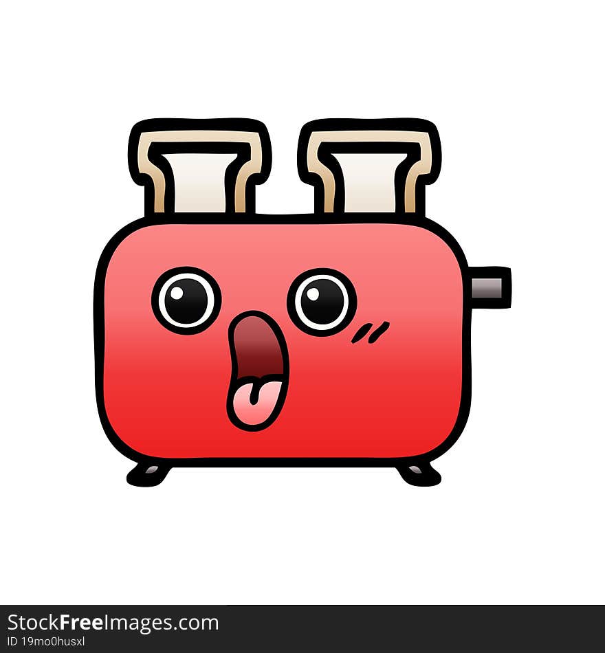 Gradient Shaded Cartoon Of A Toaster