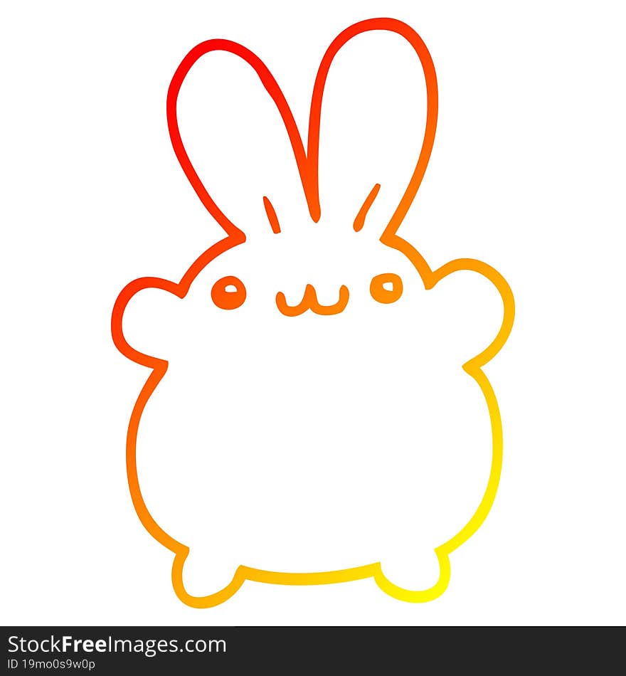 warm gradient line drawing of a cartoon rabbit