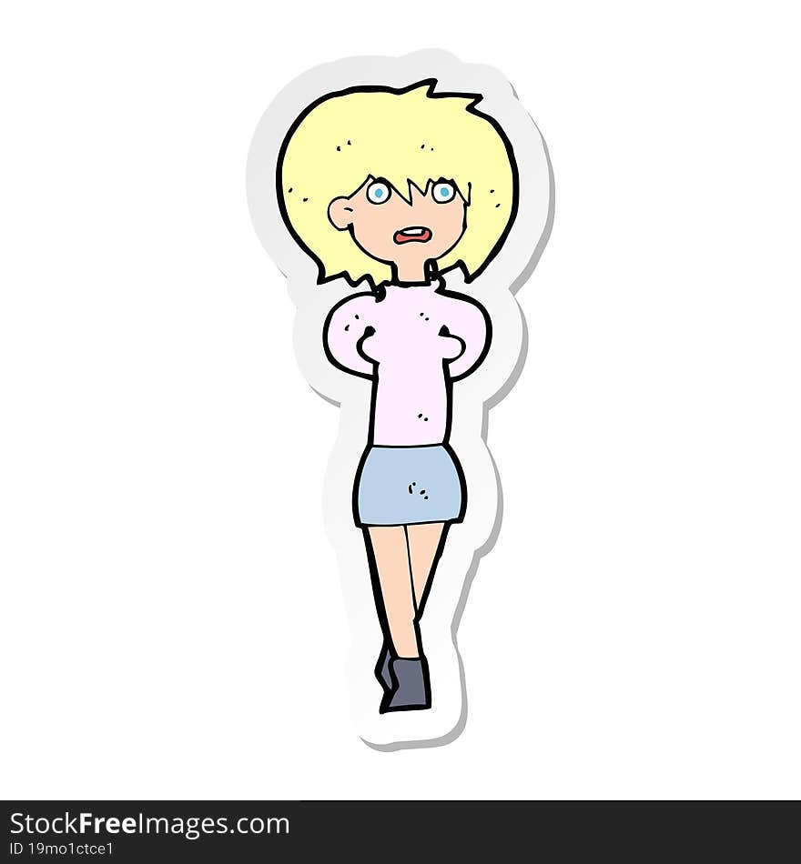 sticker of a cartoon shocked woman