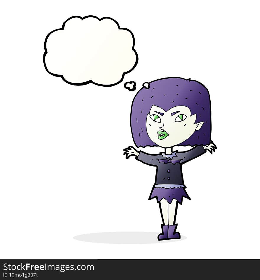 Cartoon Vampire Girl With Thought Bubble