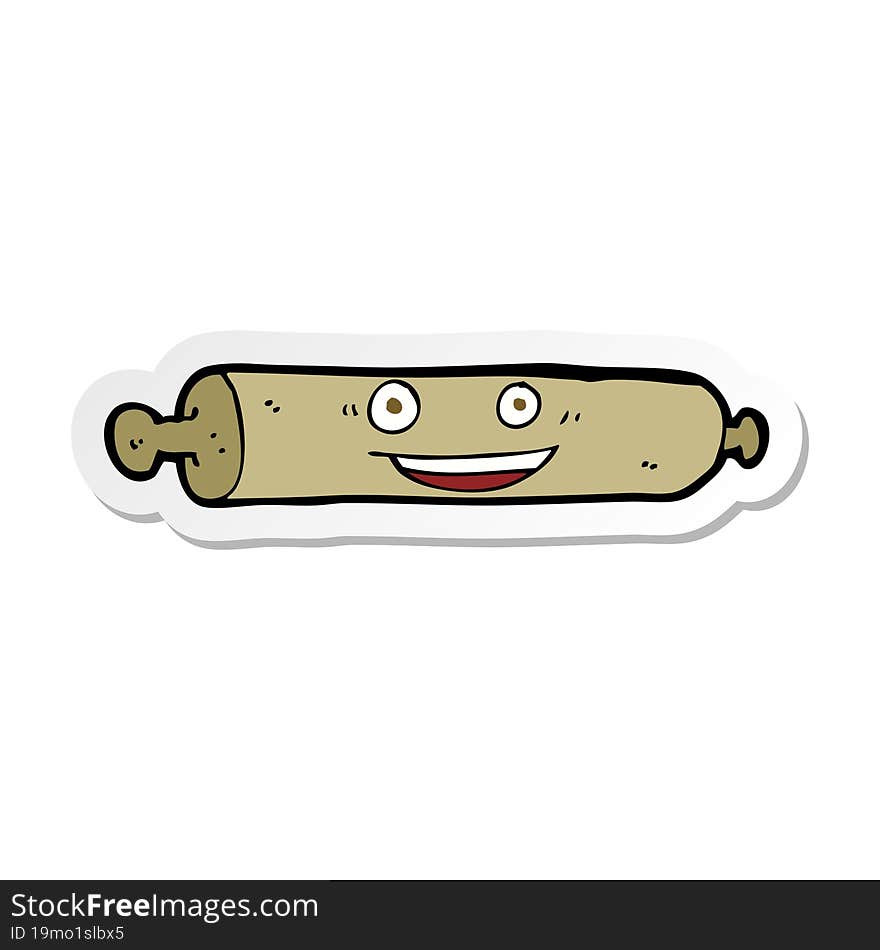 Sticker Of A Cartoon Rolling Pin