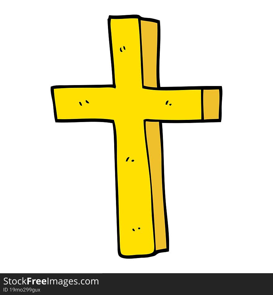 cartoon doodle of a gold cross