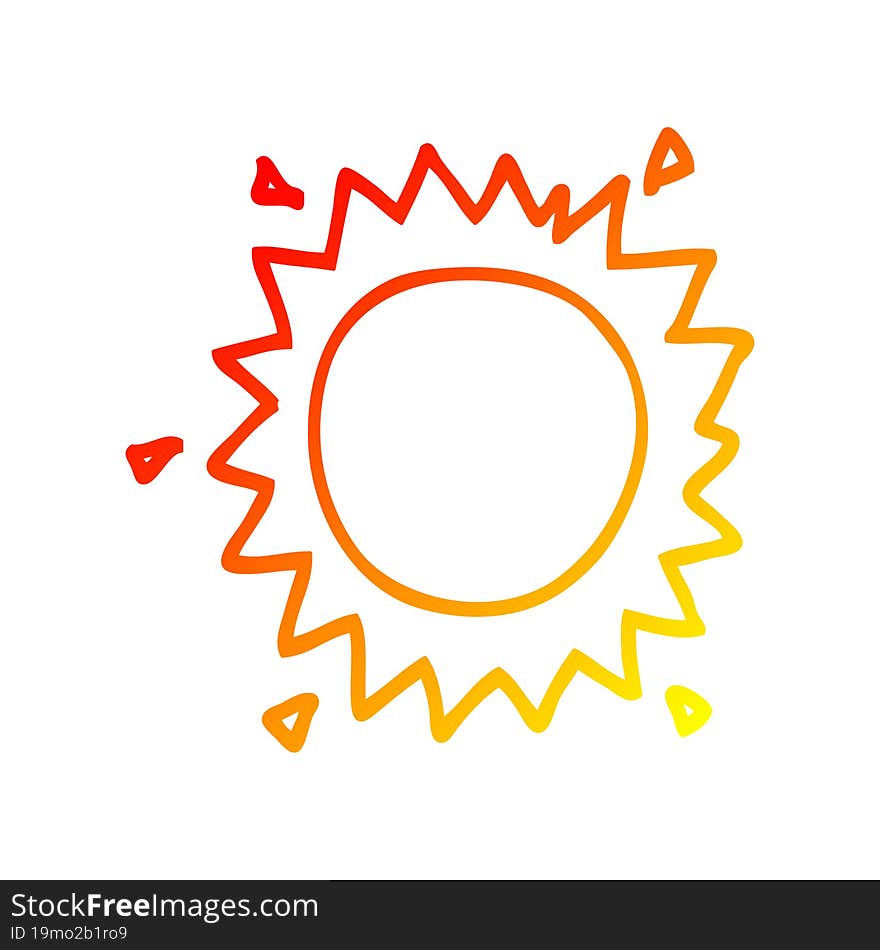 warm gradient line drawing of a cartoon sun