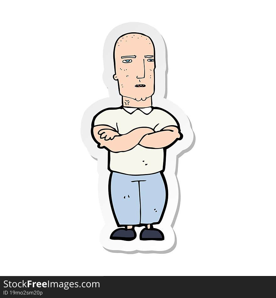 sticker of a cartoon annoyed bald man