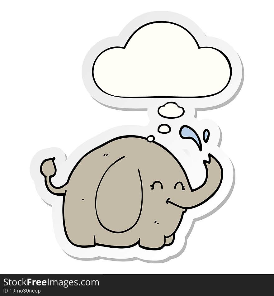 cartoon elephant and thought bubble as a printed sticker