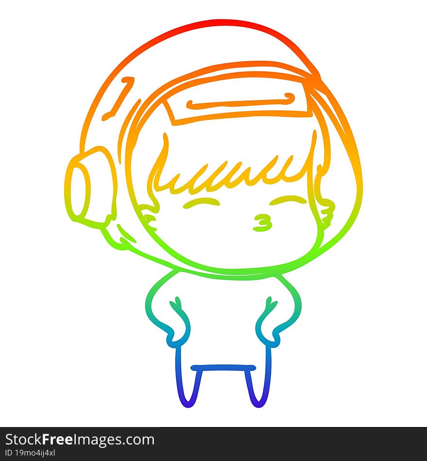 rainbow gradient line drawing cartoon curious astronaut