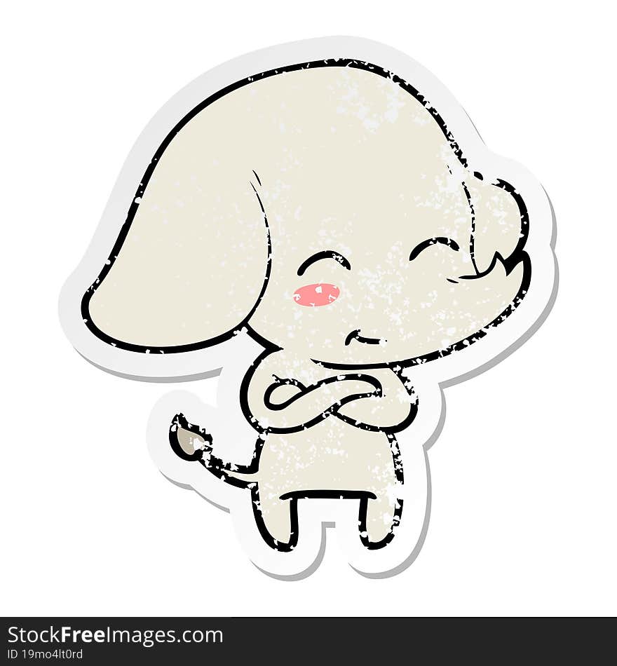 Distressed Sticker Of A Cute Cartoon Elephant