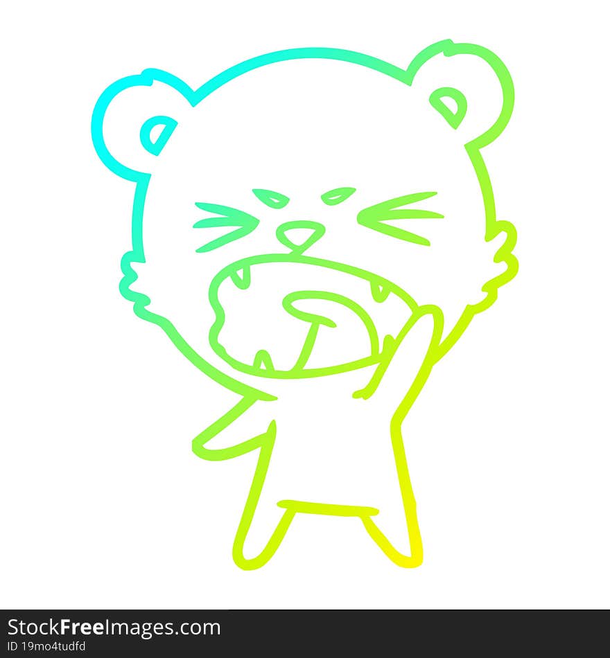 cold gradient line drawing angry cartoon bear