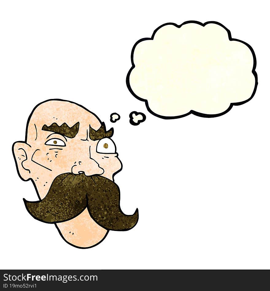 cartoon angry old man with thought bubble