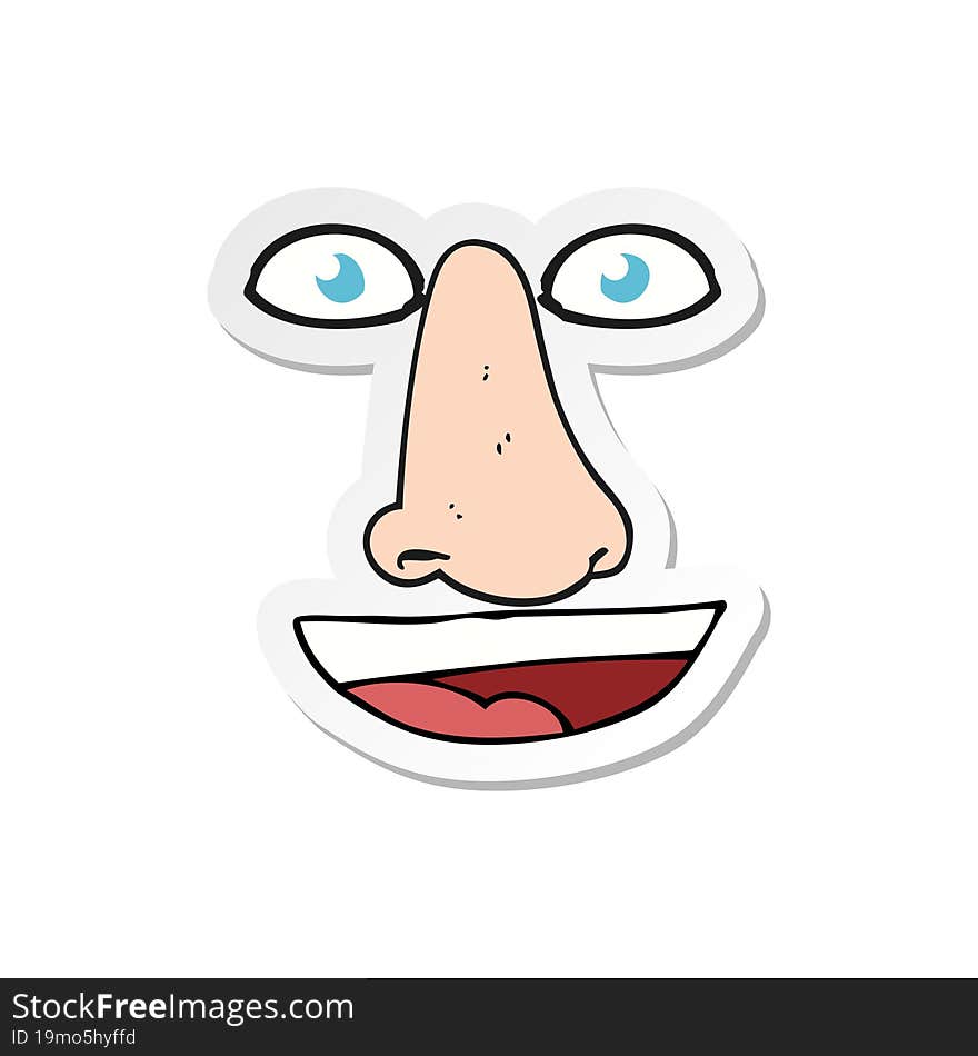 sticker of a cartoon facial features