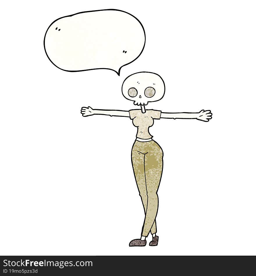 speech bubble textured cartoon zombie woman