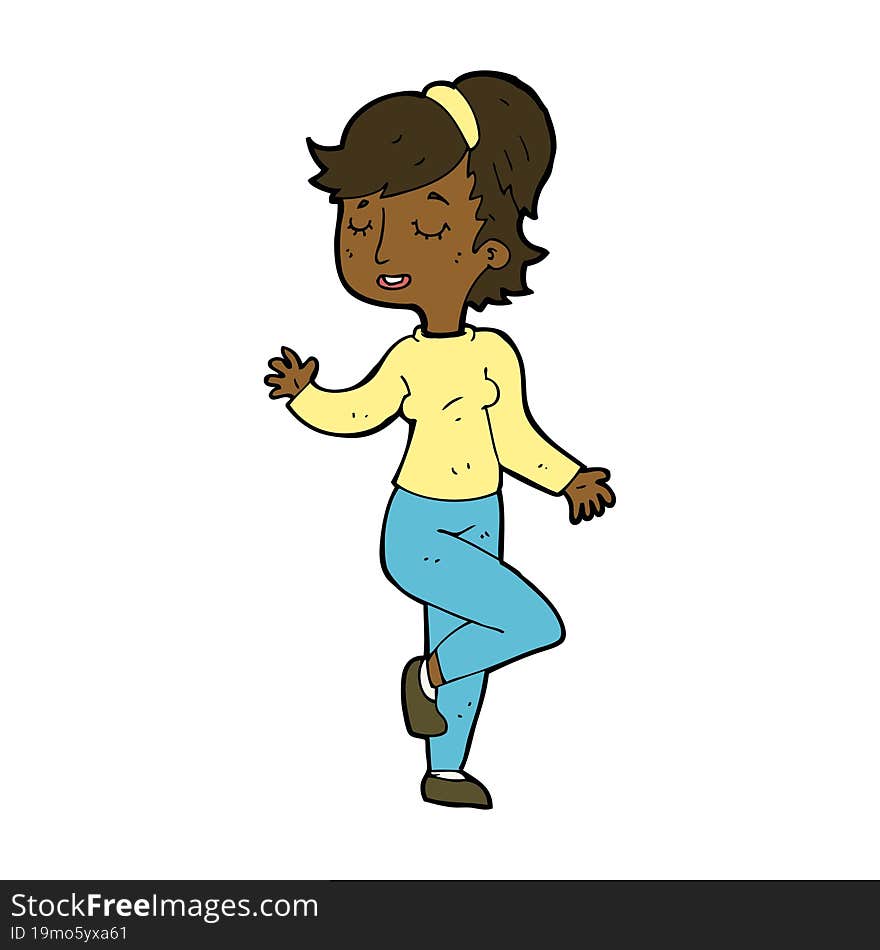 cartoon dancing woman