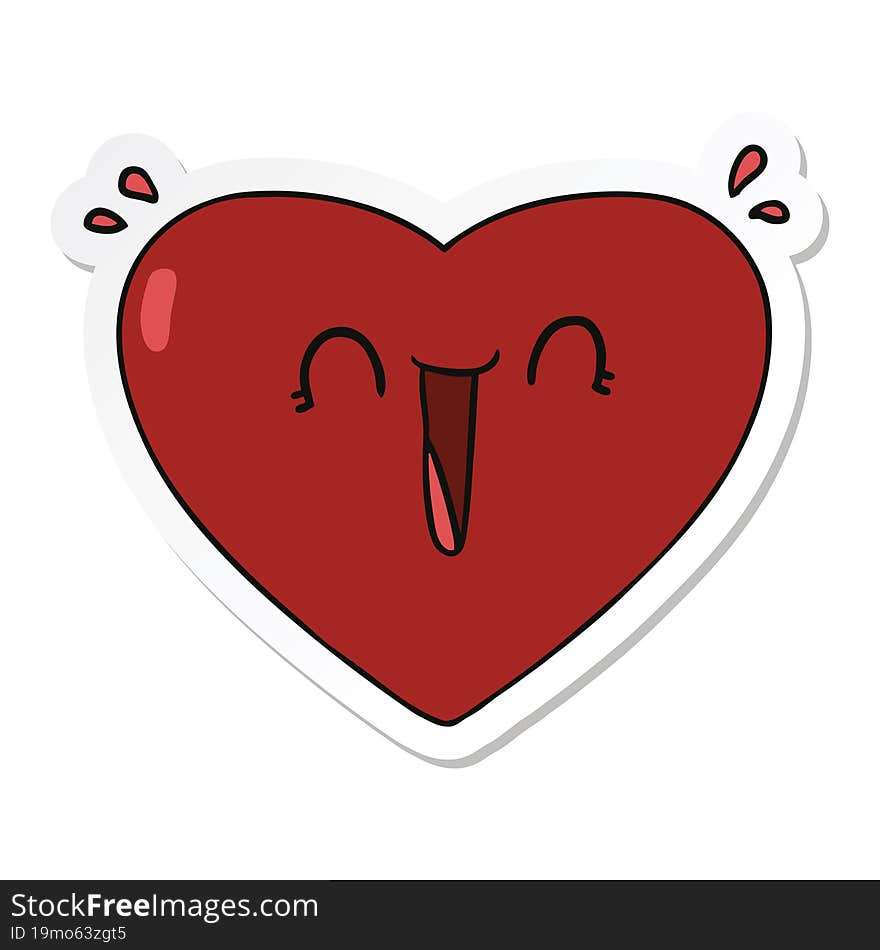 Sticker Of A Cartoon Happy Heart