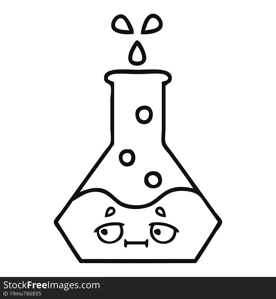 line drawing cartoon science beaker