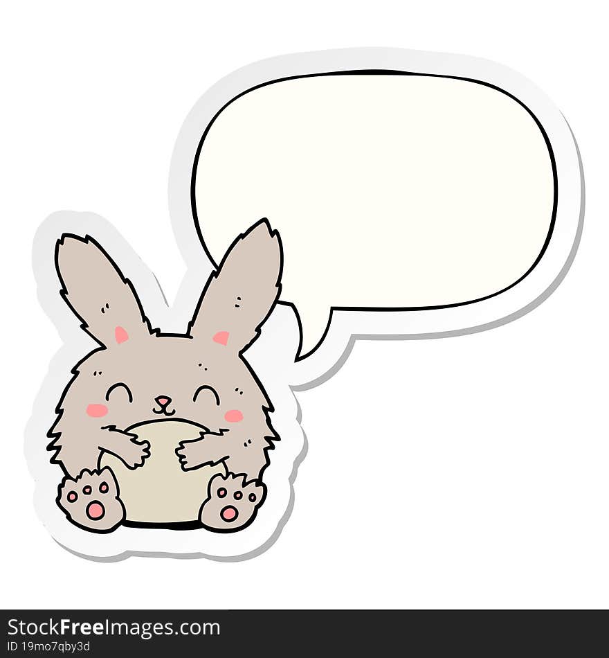 cute cartoon rabbit with speech bubble sticker