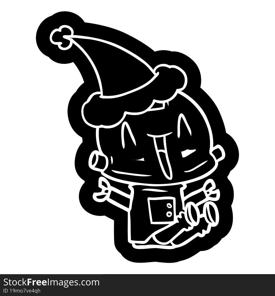 cartoon icon of a robot wearing santa hat