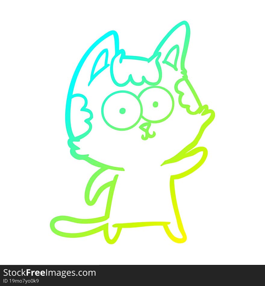 cold gradient line drawing happy cartoon cat