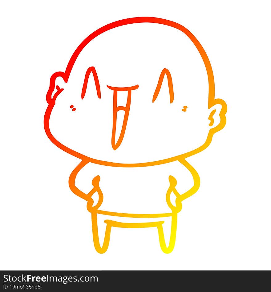 warm gradient line drawing happy cartoon bald man