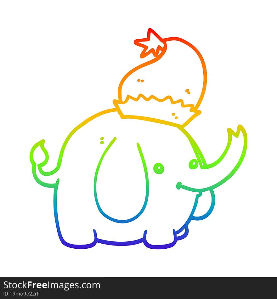 rainbow gradient line drawing cute cartoon christmas elephant