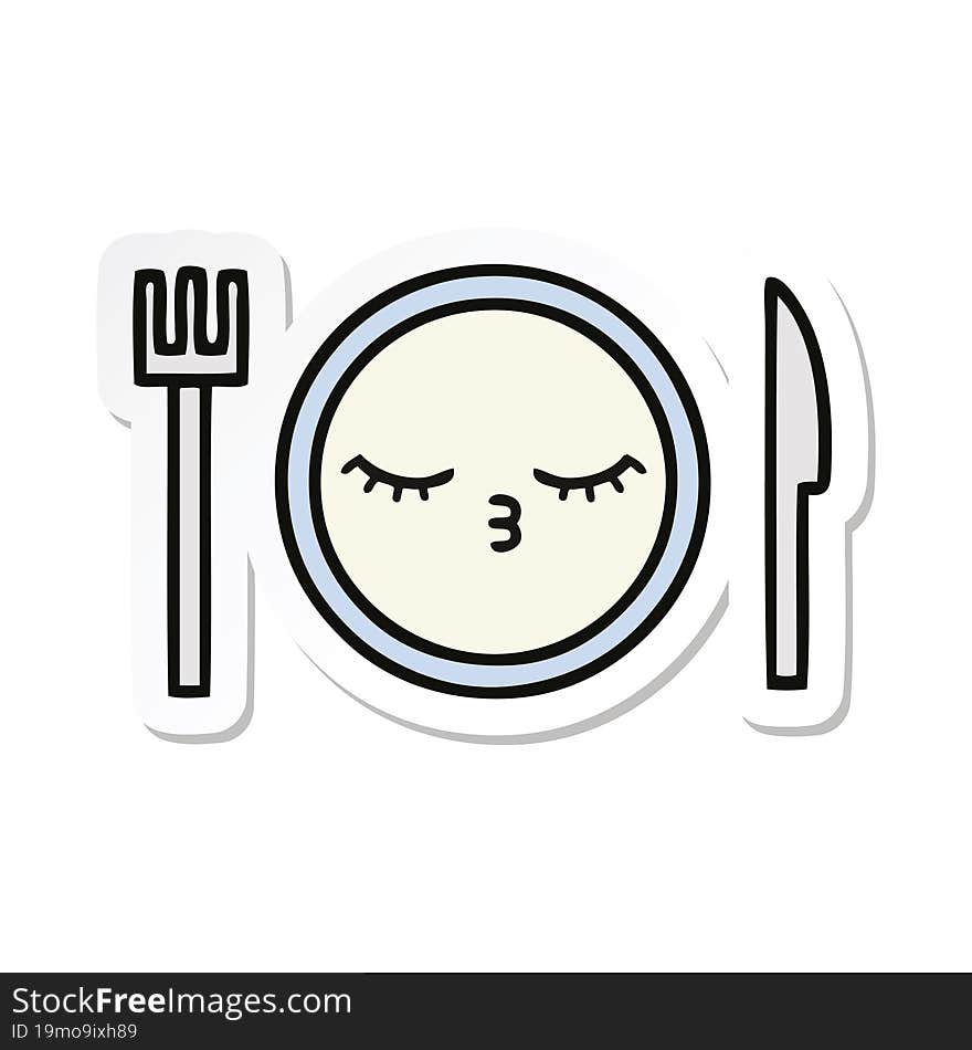 sticker of a cute cartoon dinner plate