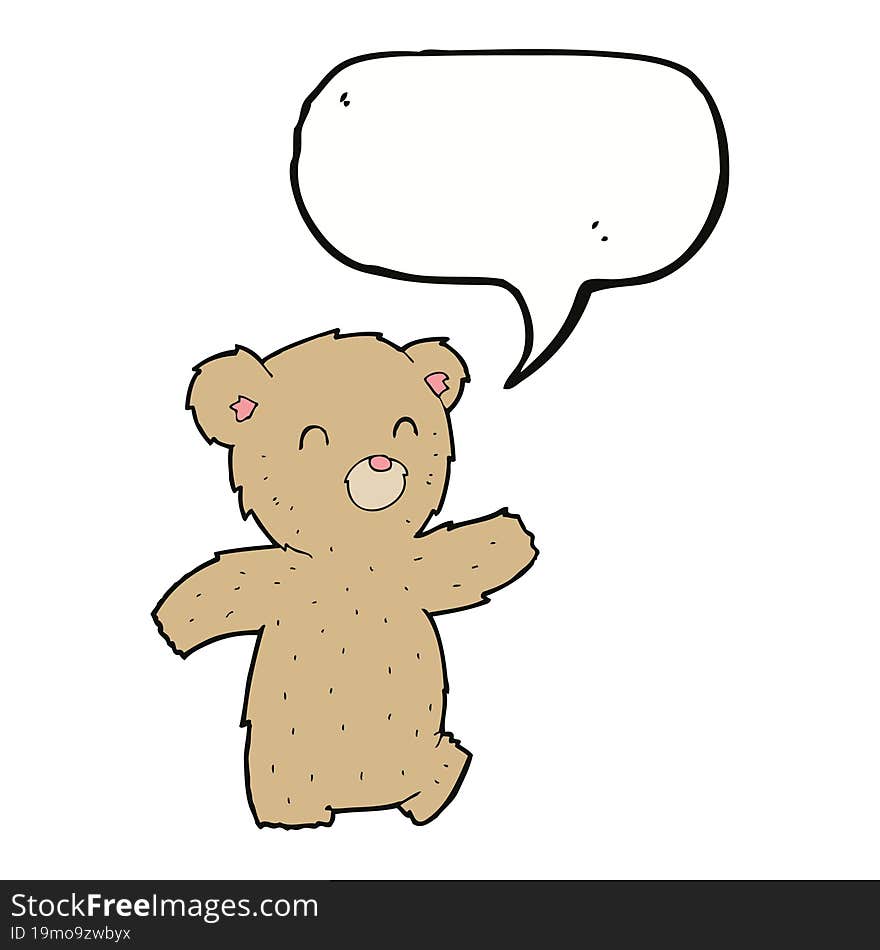 cartoon teddy bear with speech bubble