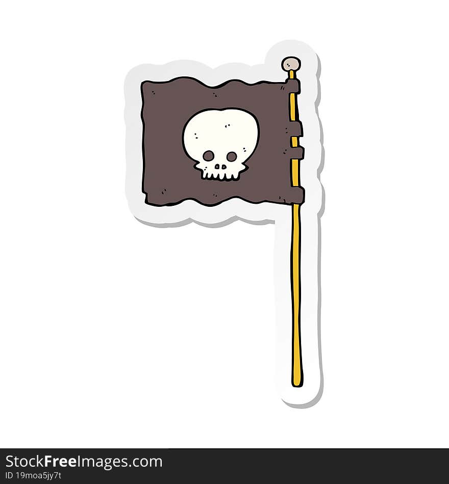 sticker of a cartoon waving pirate flag