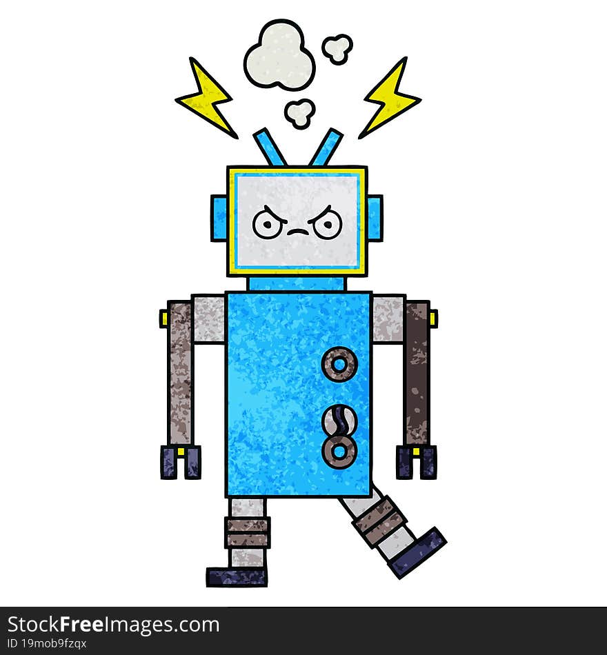 Retro Grunge Texture Cartoon Robot